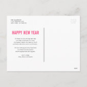 ホットピンクタイポグラフィフォトコラージュ新年 シーズンポストカード (裏面)