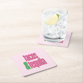 ホットピンクタコス誕生日バチェロレッテブライダルシャワー スクエアペーパーコースター (インサイチュ)
