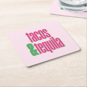 ホットピンクタコス誕生日バチェロレッテブライダルシャワー スクエアペーパーコースター (アングル)