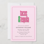 ホットピンクタコス誕生日バチェロレッテブライダルシャワー 招待状 (正面)