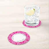 ホットピンクダマスクの結婚式 ラウンドペーパーコースター (インサイチュ)
