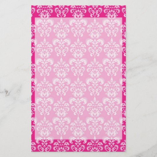 ホットピンクダマスクパターン 便箋 (正面)
