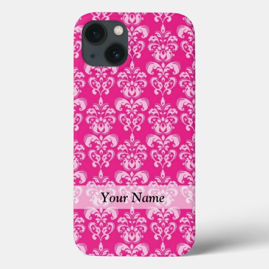 ホットピンクダマスクパターン Case-Mate iPhoneケース (裏面)
