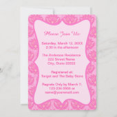 ホットピンクダマスクベビーガールシャワーカスタム招待状 招待状 (裏面)