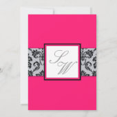 ホットピンクダマスクモノグラム結婚式招待状 招待状 (裏面)