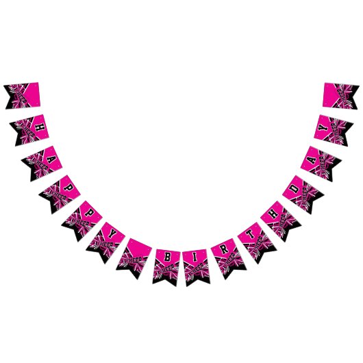 ホットピンクチアリーダー誕生日 バンティングフラッグ (全)