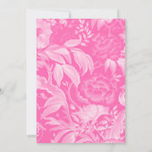ホットピンクチノイスリーフローラ牡丹ブライダルシャワー 招待状 (裏面)