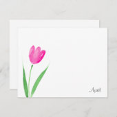 ホットピンクチューリップステムウォーター色ノートカード ノートカード (正面/裏面)