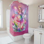 ホットピンクチューリップフェアリープリンセス女子 シャワーカーテン (インサイチュ)