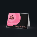 ホットピンクチューリップ誕生日カード カード<br><div class="desc">黒い背景の上にホットピンクのチューリップの離れイメージをフィーチャーしたバースデーカード。右のピンクの文字は「ハッピーバースデー」と言う。 内空白の部</div>
