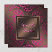 ホットピンクチョコレートブラウンパーティー 招待状 (正面/裏面)