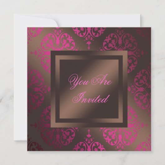 ホットピンクチョコレートブラウンパーティー 招待状 (正面)