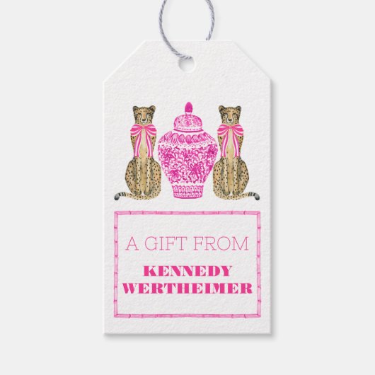 ホットピンクチータチノセリーギフトラベル ギフトタグ (正面)