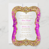 ホットピンクティアラプリンセススイーツ16金ゴールドホワイト招待状 招待状 (裏面)