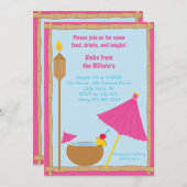 ホットピンクティックトーチパーティの招待状 招待状 (正面/裏面)