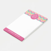 ホットピンクティール（緑がかった色）オレンジシェブロンカスタムズモノグラム ポストイット (アングル)