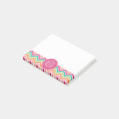 ホットピンクティール(緑がかった色)オレンジシェブロンカスタムズモノグラム ポストイット (アングル)