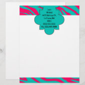 ホットピンクティール（緑がかった色）ゼブラプリント用凸版文房具 レターヘッド (正面/裏面)