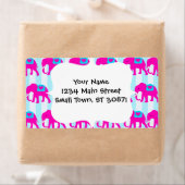 ホットピンクティール(緑がかった色)ターコイズブルーゾウストライプのオン ラベル (インサイチュ)