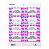 ホットピンクティール(緑がかった色)ターコイズブルーゾウストライプのオン ラベル (フルシート)