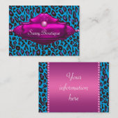 ホットピンクティール（緑がかった色）ヒョウの名刺 名刺 (正面/裏面)