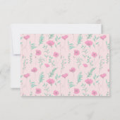 ホットピンクティール（緑がかった色）フローラレトロウェディングRSVPカード 出欠カード (裏面)