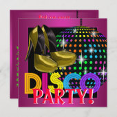 ホットピンクディスコダンスパーティー 招待状 (正面/裏面)
