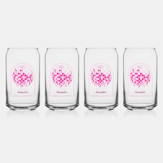 ホットピンクディスコブギー ブライダルシャワー ガラス缶 (正面)