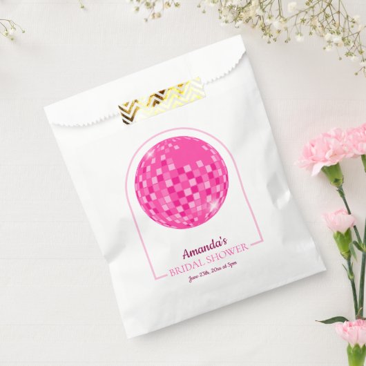 ホットピンクディスコブギー ブライダルシャワー フェイバーバッグ (封をした状態)