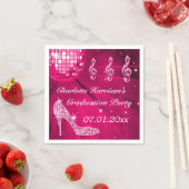 ホットピンクディスコボールと輝くヒール卒業 スタンダードカクテルナプキン (インサイチュ)