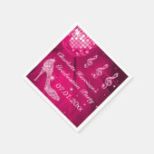 ホットピンクディスコボールと輝くヒール卒業 スタンダードカクテルナプキン (角)