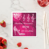 ホットピンクディスコボール&スパークルヒール45th スタンダードカクテルナプキン (インサイチュ)