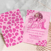 ホットピンクディスコ女性のカーボーイ誕生日パーティーの招待 招待状