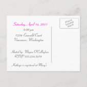 ホットピンクデイジーブライダルシャワー葉書 インビテーションポストカード (裏面)