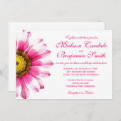 ホットピンクデイジー花結婚式招待状 招待状 (正面/裏面)