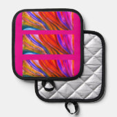 ホットピンクデザートインスピレーションポットホルダー 鍋敷き (正面/裏面)