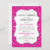 ホットピンクトゥインクルトゥインクルベビー振り掛け招待状 招待状 (正面)