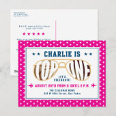 ホットピンクトップワンファイターパイロットテーマファースト誕生日 ポストカード (正面/裏面)