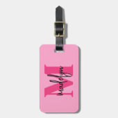 ホットピンクトラベラーイニシャルネームモノグラム ラゲッジタグ (正面縦)
