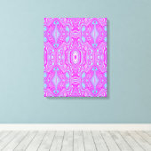 ホットピンクトリップ（幻覚体験）のようなとアクアブルーの抽象芸術パターン キャンバスプリント (インサイチュ (ウッドフロア))