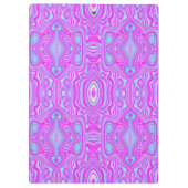 ホットピンクトリップ（幻覚体験）のようなとアクアブルーの抽象芸術パターン クリップボード (裏面)