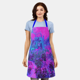 ホットピンクトリップ(幻覚体験)のようなとブルーの印象派の風景 エプロン