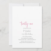 ホットピンクトレンディーモダンミニマル21歳 招待状 (正面)