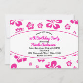 ホットピンクトロピカルハイビスカスフローラパーティの招待状 招待状 (正面)
