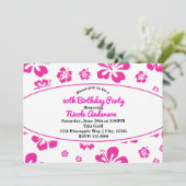 ホットピンクトロピカルハイビスカスフローラパーティの招待状 招待状 (スタンド正面)