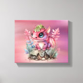 ホットピンクドラゴンガールベビーシャワーカスタムギフト キャンバスプリント (正面)