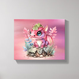 ホットピンクドラゴンガールベビーシャワーカスタムギフト キャンバスプリント