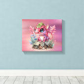 ホットピンクドラゴンガールベビーシャワーカスタムギフト キャンバスプリント (インサイチュ (ウッドフロア))