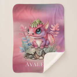 ホットピンクドラゴンガールベビーシャワーカスタムギフト シェルパブランケット