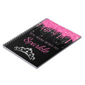 ホットピンクドリッフェイクプグリッター生まれへスパークル ノートブック (左側)